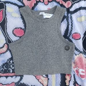 High neck charcoal crop top